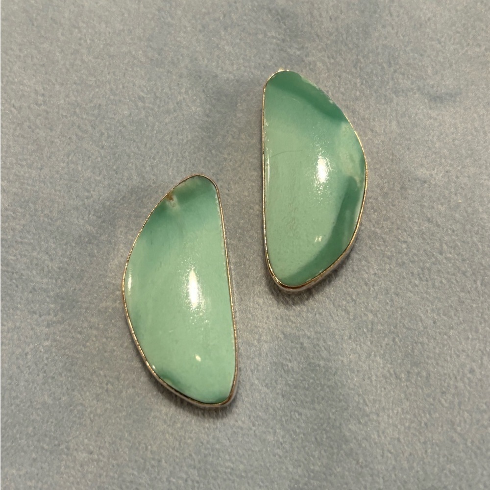 Sterling Variscite Earrings - 2" long